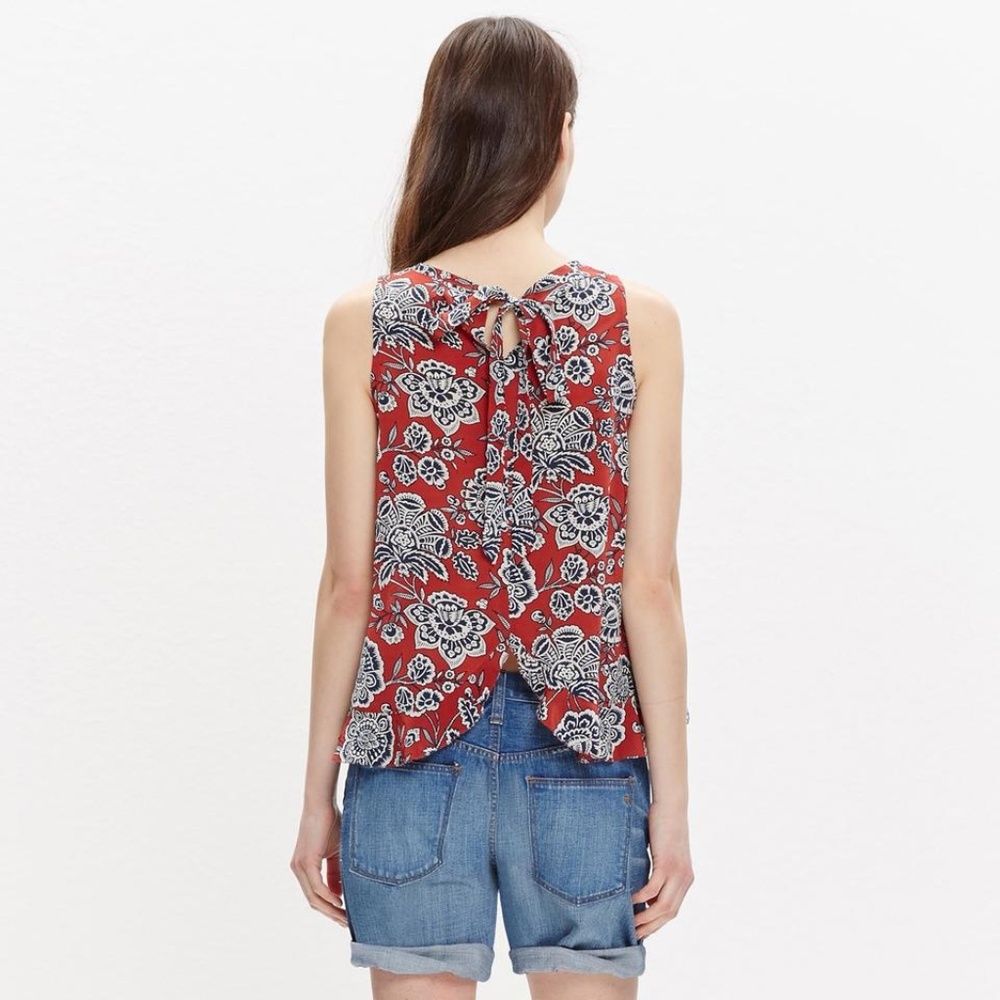 Madewell Silk Bow Back Flutter Top